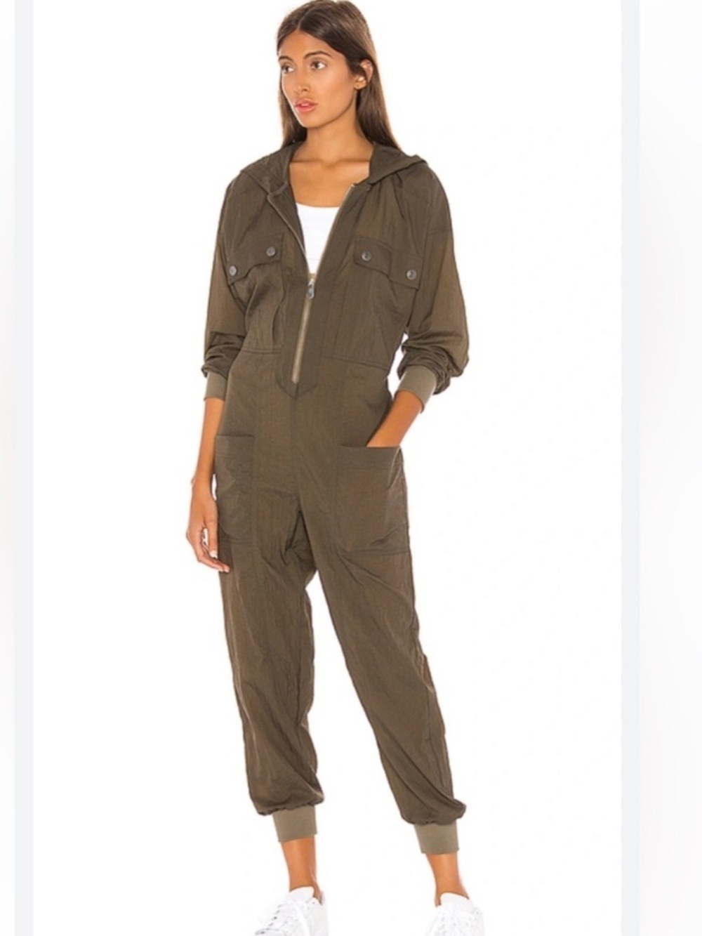 Free People Movement Speak My Language Runsie Jumpsuit Boiler Small Pine Green